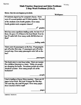 Two Step Word Problems Worksheet Inspirational 2 Oa 1 Word Problems [2 Step]2nd Grade Mon Core Math