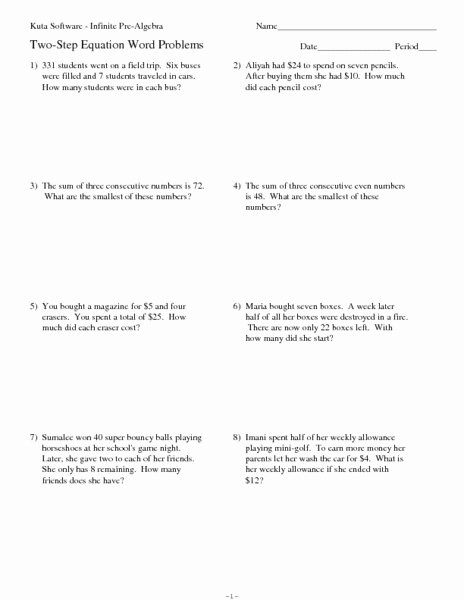 Two Step Word Problems Worksheet Inspirational Two Step Algebraic Equations Worksheets Reviewed by Teachers