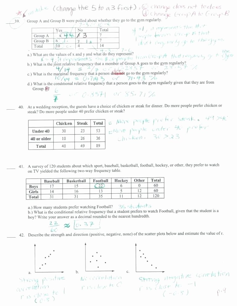 Two Way Frequency Tables Worksheet Lovely if the Two Way Frequency Table Worksheet Tes – Design