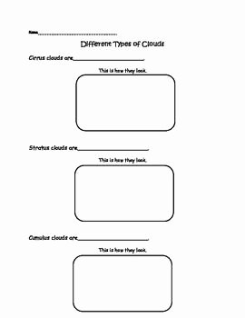 Types Of Clouds Worksheet Lovely 3 Types Of Clouds Worksheet Science