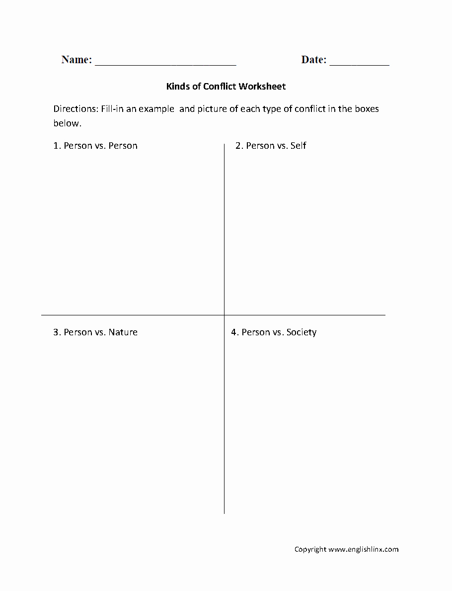 Types Of Conflict Worksheet Beautiful Englishlinx
