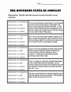 Types Of Conflict Worksheet Beautiful What Type Of Conflict Worksheet
