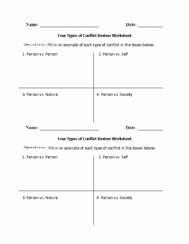 Types Of Conflict Worksheet Elegant Englishlinx