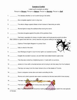 Types Of Conflict Worksheet Inspirational Types Of Conflict Example Worksheet by Jcferguson