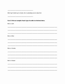 Types Of Conflict Worksheet Lovely Types Of Conflict Worksheet by Riley Simeur
