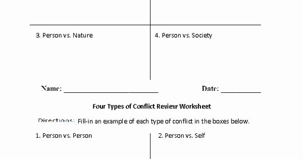 Types Of Conflict Worksheet Luxury Four Types Of Conflict Review Worksheet