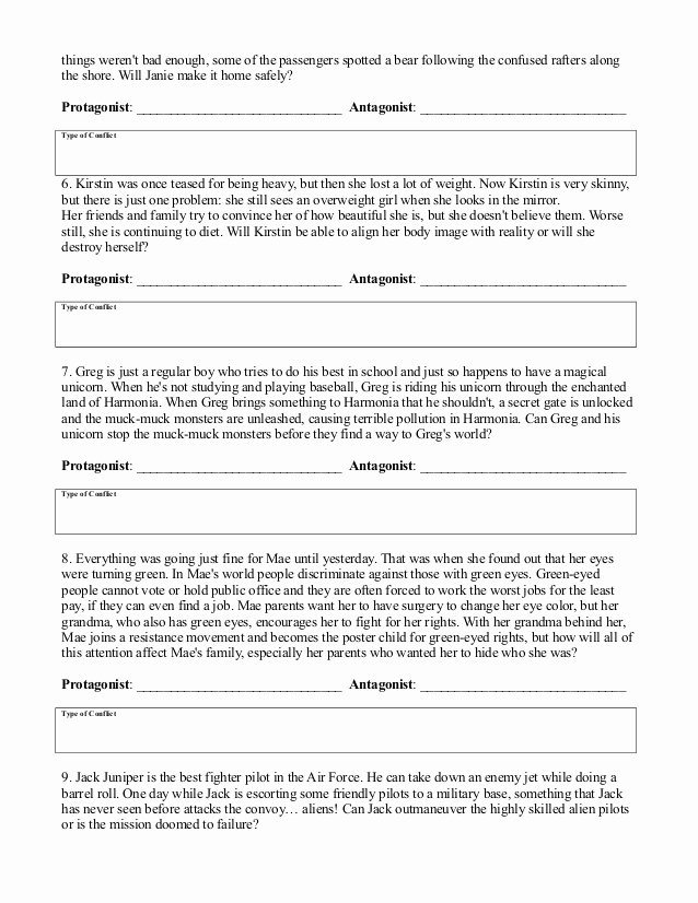 Types Of Conflict Worksheet Luxury Types Of Conflict Worksheet 1