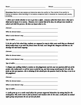 Types Of Conflict Worksheet New Conflict Worksheet by Msb