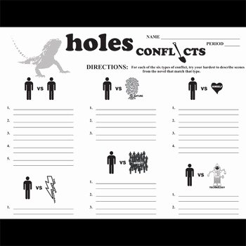 Types Of Conflict Worksheet New Holes Conflict Graphic organizer 6 Types Of Conflict by