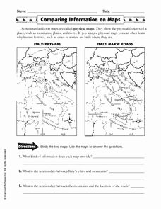 Types Of Maps Worksheet Beautiful Paring Information On Maps 3rd 5th Grade Worksheet