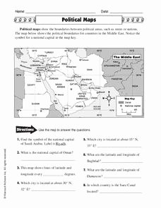 Types Of Maps Worksheet Beautiful Political Maps Worksheet for 5th 6th Grade
