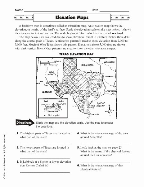 Types Of Maps Worksheet Inspirational Elevation Maps Worksheet for 3rd 5th Grade