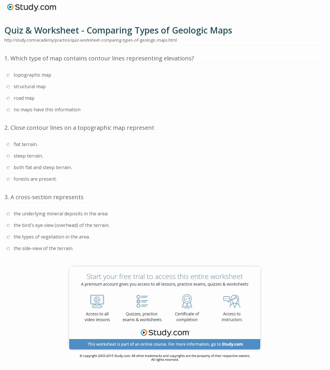 Types Of Maps Worksheet Luxury Quiz &amp; Worksheet Paring Types Of Geologic Maps