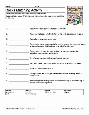 Types Of Rock Worksheet Lovely Rocks Work Sheets and Coloring Pages