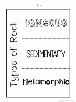 Types Of Rock Worksheet New Types Of Rocks Foldable by the Busy Class