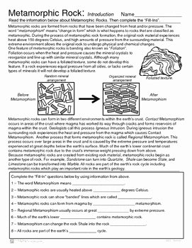 Types Of Rocks Worksheet Pdf Elegant Metamorphic Rocks Introduction and Review Activity by