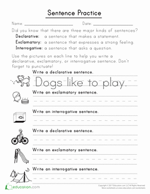 Types Of Sentences Worksheet Lovely Practice Using Three Kinds Of Sentences