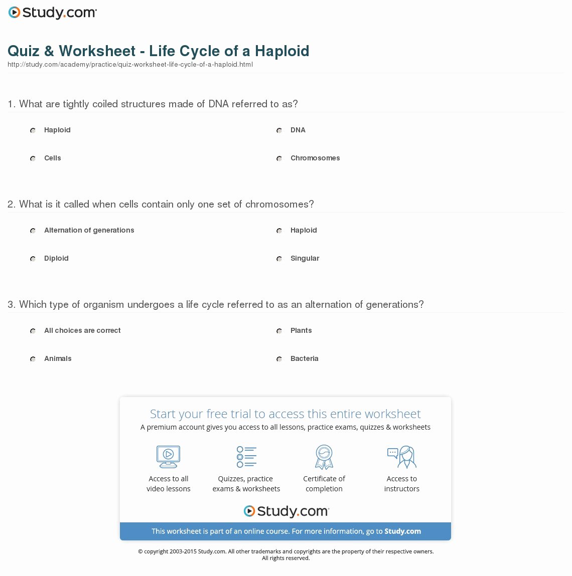 Types Of Tissues Worksheet Beautiful Quiz &amp; Worksheet Life Cycle Of A Haploid