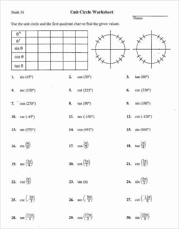 Unit Circle Practice Worksheet Best Of Unit Circle Worksheet