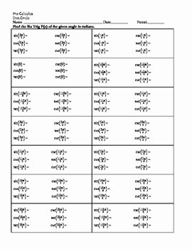 Unit Circle Worksheet with Answers New Unit Circle Practice Worksheets by Mrs Loeper Math