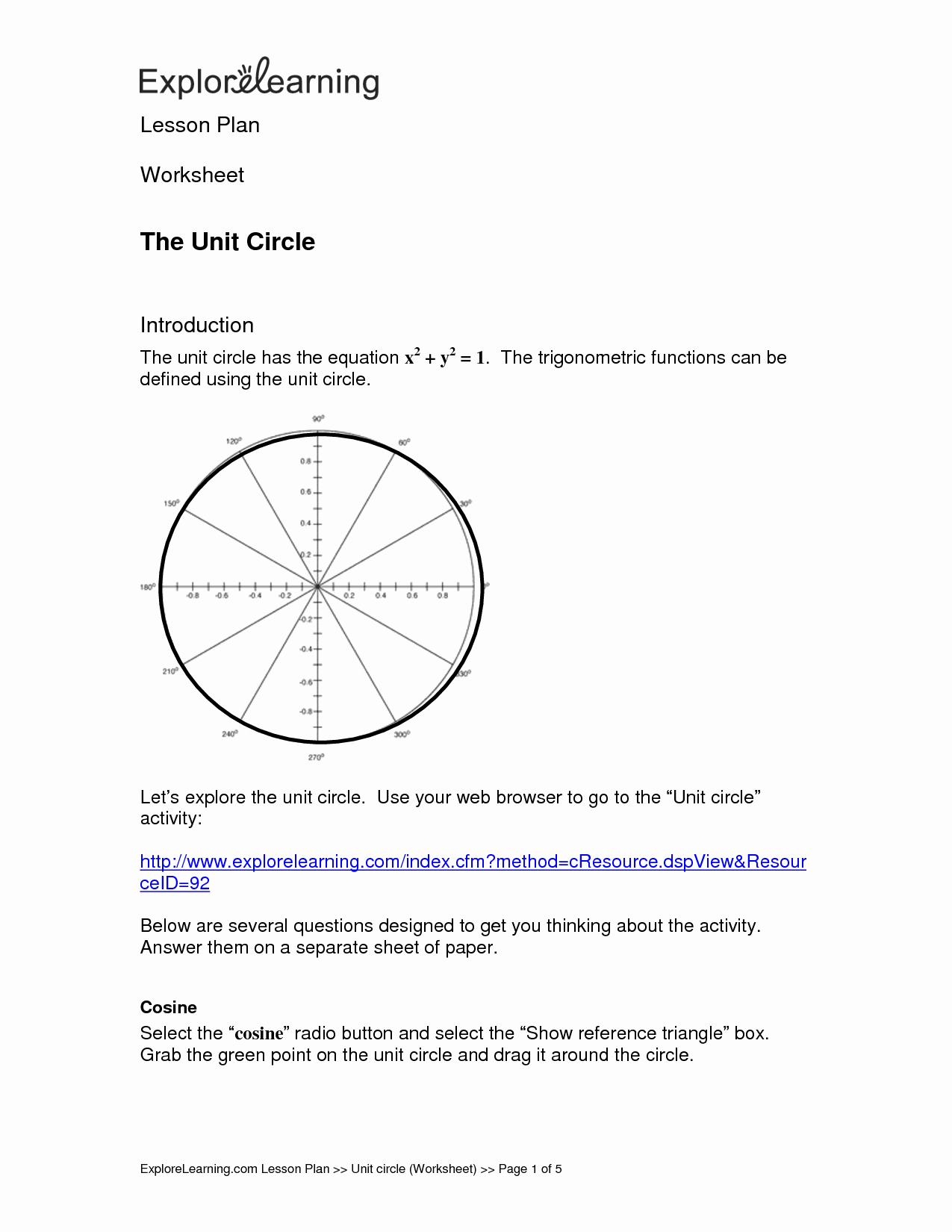 Unit Circle Worksheet with Answers Unique Unit Pi Worksheet