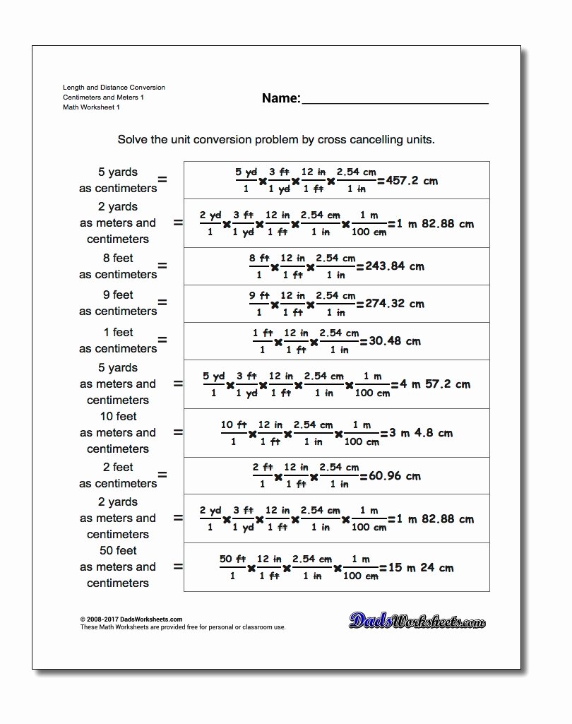 50 Unit Conversion Word Problems Worksheet
