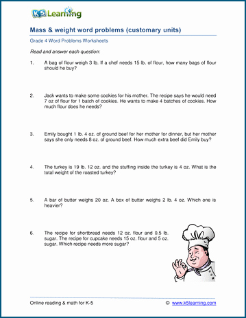 Unit Conversion Word Problems Worksheet New Grade 4 Mass and Weight Word Problem Worksheets