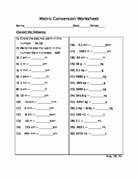 Unit Conversion Worksheet Chemistry Beautiful Metric Conversion Practice Worksheet Key by Feed Your