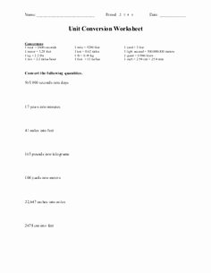 Unit Conversion Worksheet Chemistry Lovely Physical Science Dimensional Analysis Unit Conversion