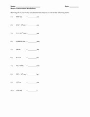 Unit Conversion Worksheet Chemistry Unique Conversion Worksheets for High School Chemistry Metric