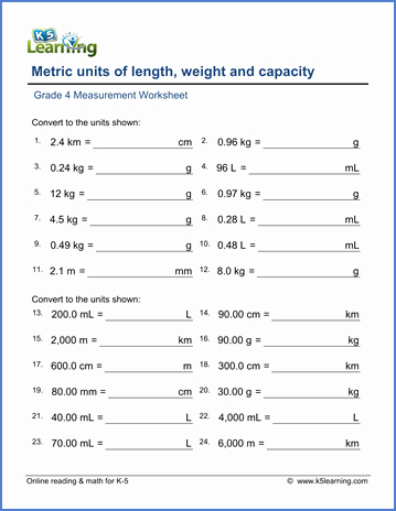 Unit Conversion Worksheet Pdf Beautiful Grade 4 Math Worksheet Convert Lengths Weights and