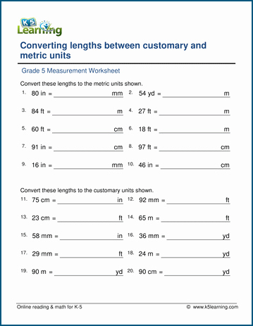 Unit Conversion Worksheet Pdf Luxury Grade 5 Math Worksheets Convert Units Of Length