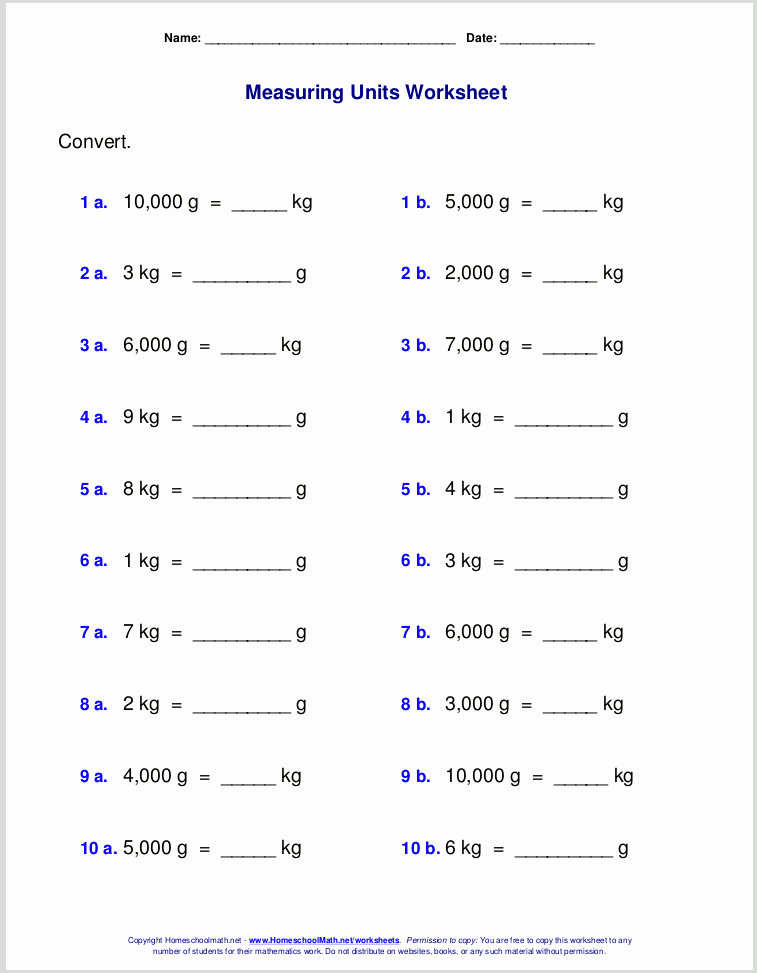 Unit Conversions Worksheet Answers Awesome Free Grade 4 Measuring Worksheets