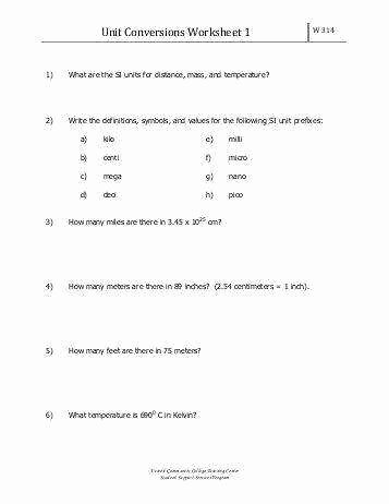Unit Conversions Worksheet Answers Best Of Unit Conversion Worksheet Answers