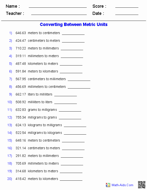 Unit Conversions Worksheet Answers New Converting Between Metric Units Worksheet Answers Math