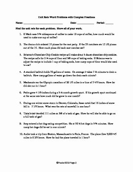 Unit Rate Word Problems Worksheet Beautiful Unit Rate Word Problems W Plex Fractions Mon Core