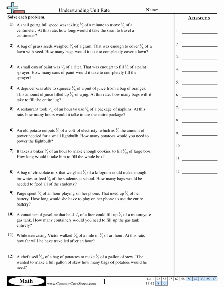 Unit Rate Word Problems Worksheet New Search for A Worksheet