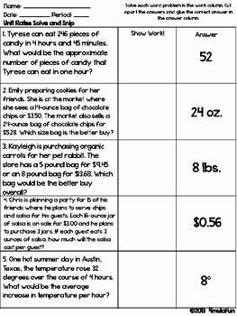 Unit Rate Word Problems Worksheet New Unit Rates solve and Snip Interactive Word Problems