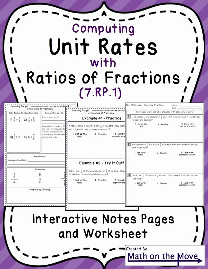 50 Unit Rate Worksheet 6th Grade