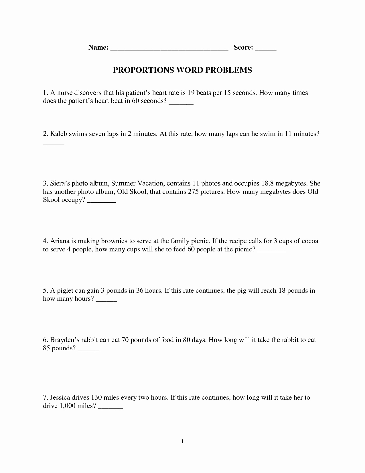 Unit Rate Worksheet 6th Grade Fresh 10 Best Of Proportion Problems Worksheet 6th