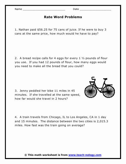 50 Unit Rate Worksheet 7th Grade