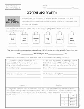 Unit Rate Worksheet 7th Grade Lovely Percents Unit 7th Grade Math 7 Rp 2 7 Rp 3 by