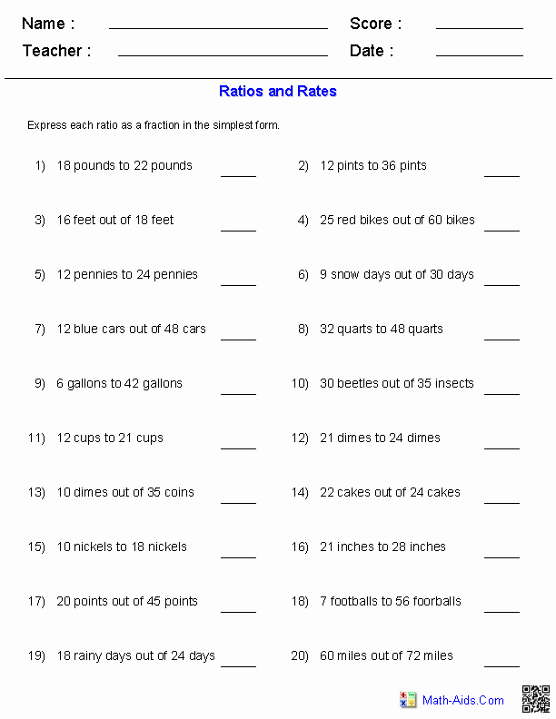 Unit Rate Worksheet 7th Grade Unique 10 Best Of Proportion Problems Worksheet 6th