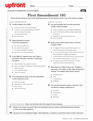 Upfront Magazine Worksheet Answers Luxury Chapter 9 the Bill Of Rights and Later Amendments Answers
