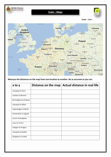 Using A Map Scale Worksheet Elegant Maps &amp; Scale Activity Europe by Danielabbott89