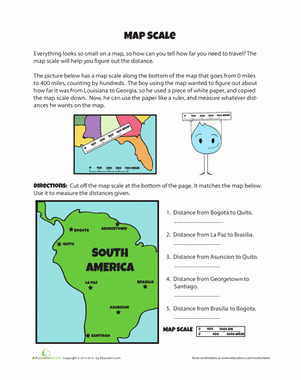 Using A Map Scale Worksheet New Map Scales Worksheet