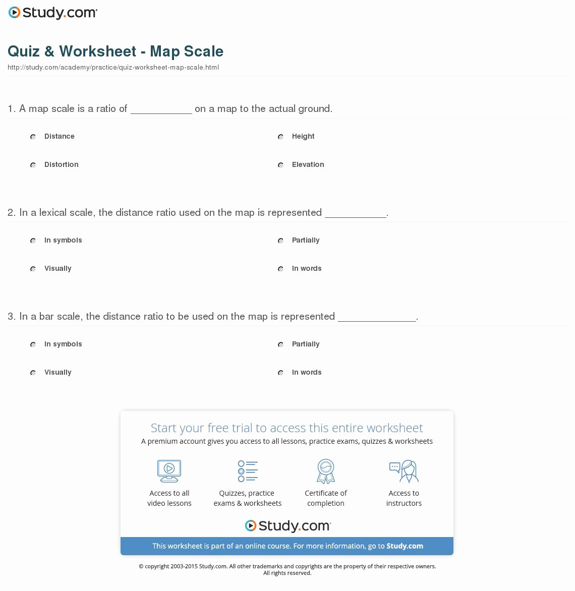 Using A Map Scale Worksheet New Quiz &amp; Worksheet Map Scale
