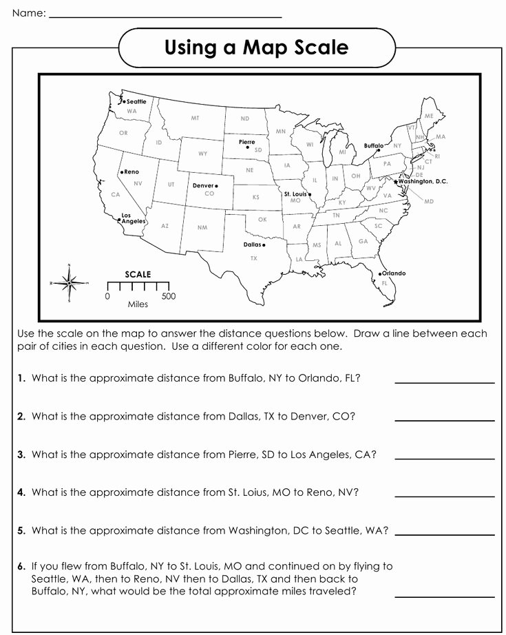 Using A Map Scale Worksheet New Using A Map Scale Worksheets Geography