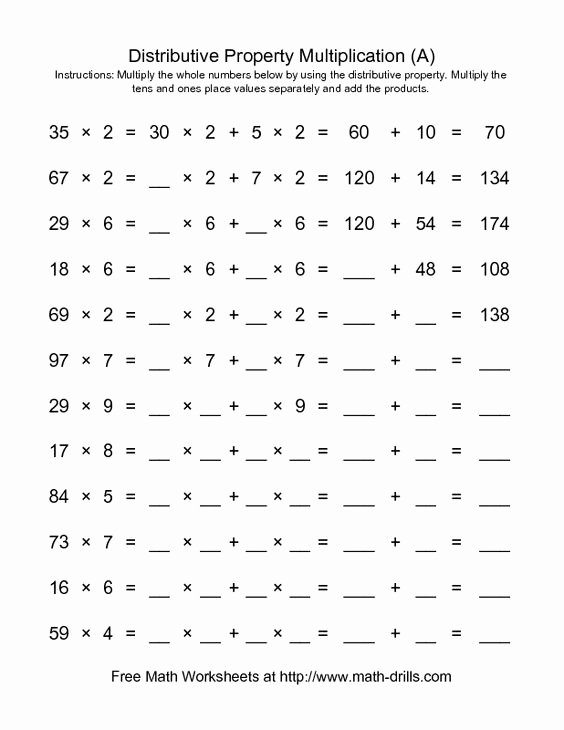 Using the Distributive Property Worksheet Best Of Multiplication Worksheet Distributive Property Two