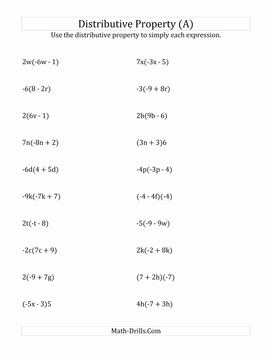 Using the Distributive Property Worksheet Best Of Using the Distributive Property some Answers Include